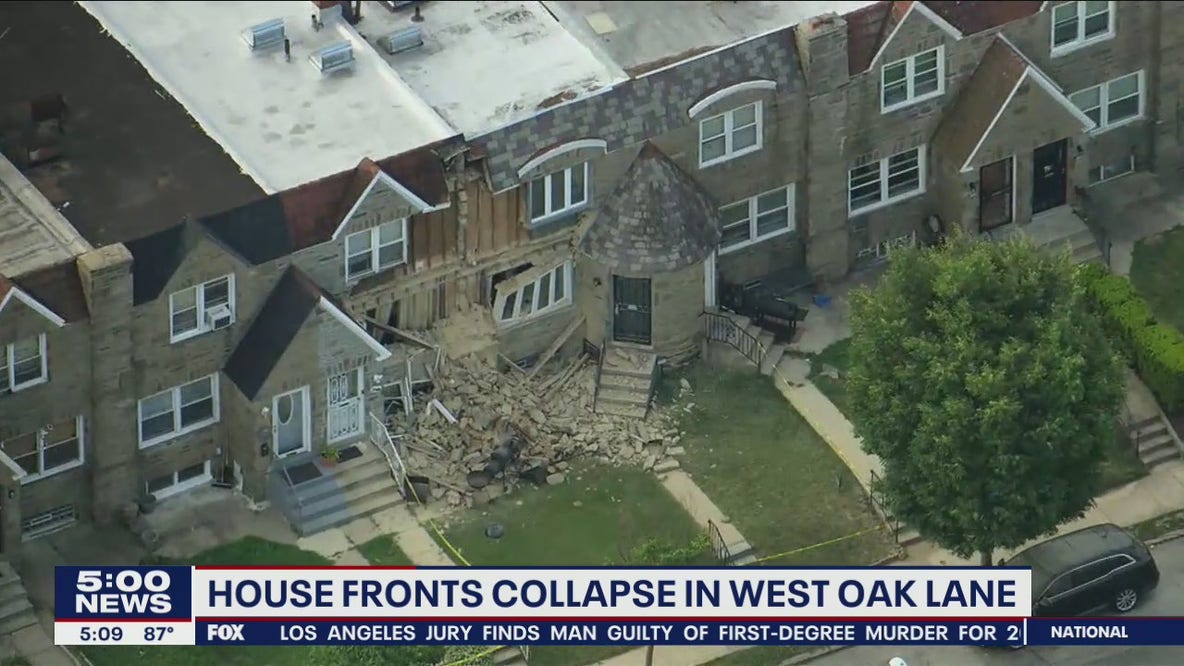 Front of two homes in West Oak Lane collapse; no injuries reported